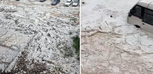 Adana’da sağanak ve dolu yağışı cadde ve sokaklar beyaza büründü