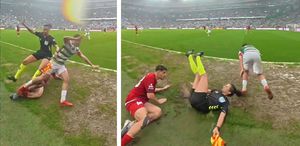 Kadın hakemi adeta biçti Sonrasında yaşananlar daha da garip