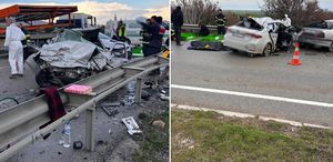 Araç karşı şeride geçti Katliam gibi kazada 4 kişi feci şekilde can verdi