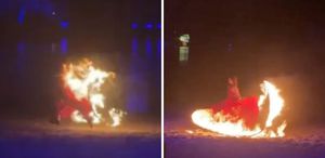 Gösteride elbisesi alev alan dansçı nehire atlayarak canını kurtardı