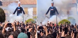 İspanya’da festivalde Netanyahu kuklası yakıldı