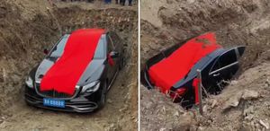 Çin’de 20 milyon TL’lik lüks otomobili gömdüler