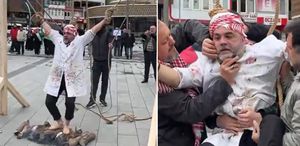 Kent meydanında panik anları Protesto sırasında boğuluyordu