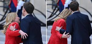 Fransa’da First Lady’yi çileden çıkaracak samimiyet, Macron Meloni’yi öperek karşıladı