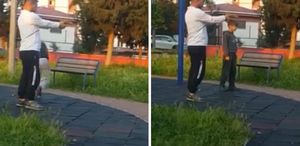 Adana’da Parkta Çocukla Silah Talimi