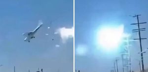 Elektrik tellerine çarpan uçak araçların üzerine böyle çakıldı