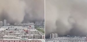 Görüntü Çin’in Sincan bölgesinden Devasa bir toz bulutu oluştu