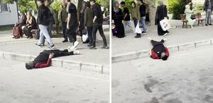 Uyuşturucu bağımlısı durak yanında uyuyakaldı