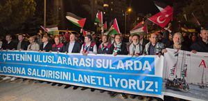 Yer: Ankara ABD’nin Sumud Filosu’na müdahalesi böyle protesto edildi
