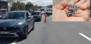 İstanbul’da çivi kabusu Lastikler patladı, trafik felç oldu