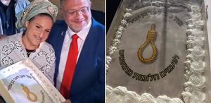 İsrailli bakanın doğum gününde skandal “urgan“ pastası: Bazen hayaller gerçek olur