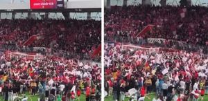 128 sene sonra ilk kez şampiyon olunca taraftarlar sahayı bastı