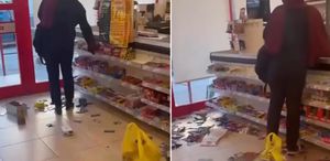 Sinir krizi geçiren kadın zincir marketi savaş alanına çevirdi