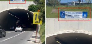 Tünel üzerine asılan yazıyı gösteren vatandaş, yazılan 20 TL’lik cezaya isyan etti
