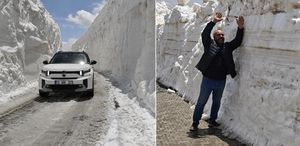 Mayıs ayının ortasında kış manzarası Kar kalınlığı tam 7 metre