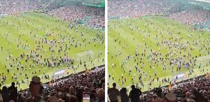 Celtic taraftarı sevinçten sahaya inmişti Şampiyonluk el değiştirebilir