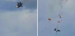 Gösteri sırasında savaş jetleri havada çarpışıp alev topuna döndü