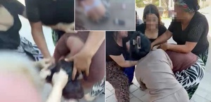 Genç kadını çocuğunun yanında hem dövdüler hem de videoya çektiler
