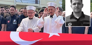 Görevi başında şehit olan AFAD personeli Ömer Faruk Özkan’ı son yolculuğuna babası uğurladı