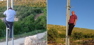 Malatya’da telefonla konuşabilmek için canlarını hiçe sayıp elektrik direğine çıkıyorlar