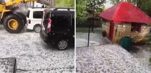 Kars’ta fındık büyüklüğünde dolu yağdı: Akyaka ve Arpaçay beyaza büründü