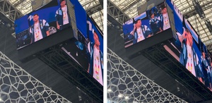 Lionel Messi dev ekranda gösterildi, stadyumda yer yerinden oynadı