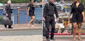 Amsterdam’da olay görüntü Tasma takıp sokak boyunca gezdirdi