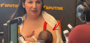 Hem emzirdi hem yayına devam etti