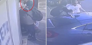 Tacizci kadından yeni görüntü Öpmek istediği yıkamacı su sıkarak uzaklaştırmış