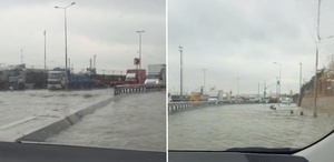 Harem Sahil Yolu’nu da su bastı, denizle kara birleşti