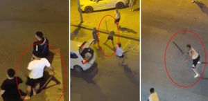 Görüntüler korkunç Sokak kavgasında kılıçlar konuştu, ortalık bir anda savaş alanına döndü