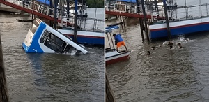 Yolcu otobüsü nehre düştü Kameralara yansıyan dehşet