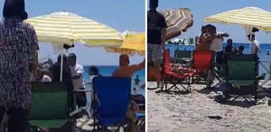 Çeşme’de plajda ’Şemsiyeni açamazsın’ kavgası