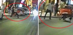 Samsun’da taşkınlık yapan alkollü şahsı tek yumrukla yere serdi: O anlar kamerada