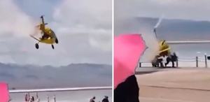 Hava aracı turistlerin üzerine düştü