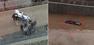 Ankara felç oldu Yol çöktü, araç çukura düştü