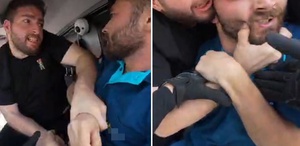 Otomobilinden inen sürücü, kamyonet sürücüsünü darbetti