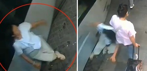 Sirkeci’de tramvayın turiste çarptığı anlar kamerada