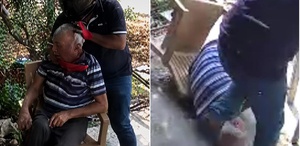 Kask ve eldivenle geldi, yaşlı adamın boynunu kırmaya çalıştı Dehşet anları kamerada
