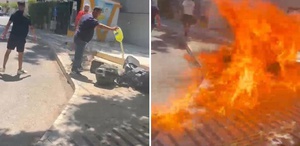 839 bin liralık cezaya kızdı, ses sistemini belediye önünde benzin döküp yaktı