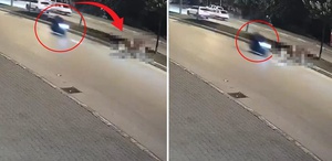 Motosikletlinin önüne bir anda çıktı: Zavallı hayvan olduğu yerde can verdi