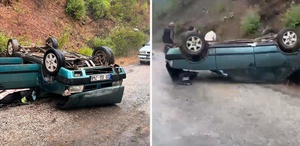 Denizli’de takla atan otomobildeki baba öldü, kızı yaralandı
