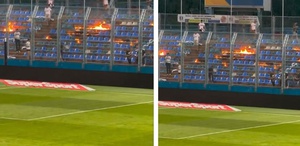 Daha fazla dayanamayıp tribünü ateşe verdiler