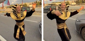 Salah aşkı böyle bir şey Firavun kılığına girip kolbastı oynadı