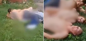 Çimlerin üzerinde mide bulandıran görüntü Çevredekilere aldırış etmediler