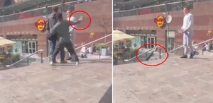 Dehşet anları kamerada Arkadan yaklaştı, tek yumrukla merdivenlerden düşürdü