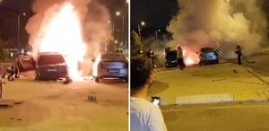 Facia, gece yarısından sonra geldi: Araçlar alev aldı, sürücü kaçtı