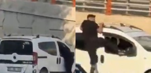 Şanlıurfa’da sokak ortasında tehlikeli kardeş kavgası: Hareket halindeki aracın üzerine çıktı