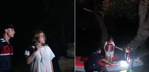 Akşam gezmesi sırasında adacıkta mahsur kalan kadın kurtarıldı