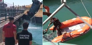 Kontrolden çıkan araç sulama kanalına uçtu Ekipler zamanla yarıştı